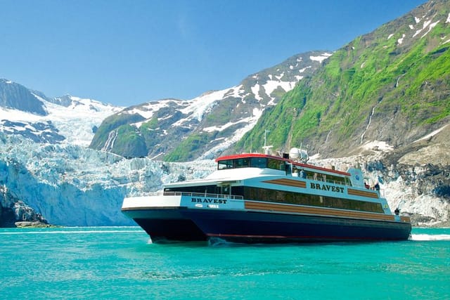 M/V Bravest, a high-speed catamaran in the Phillips Cruises and Tours fleet providing a safe, clean and spacious cruise to see the glaciers and wildlife of Prince William Sound from Whittier, Alaska.